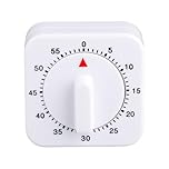 Bojueshaw 60-Minute Mechanical Kitchen Timer,White Wind Up Mechanical Timers,Battery-Free Square Egg Timer for Cooking,Baking,Exercise & Study