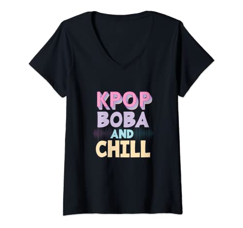 Mujer Música pop coreana Boba Drink Lover - K Pop Bubble Tea Lover Camiseta Cuello V