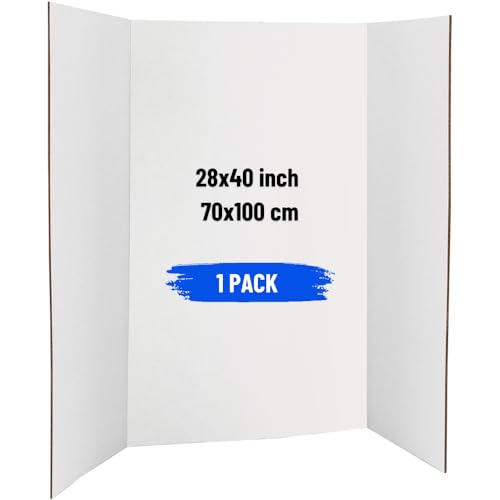 SAKPHIL (1 Pc) Tri-Fold Presentation Board | 28x40 inch (70x100 cm) | 3 Ply Corrugated Cardboard with inside White Surface | Portable Poster Board | School Projects | Office Displays | Exhibitions