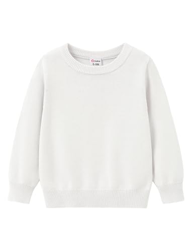 Image of PATPAT Baby Girls Boys Newborn Sweater Crewneck Pull Over Knit Solid Long Sleeve Fall Winter Clothes