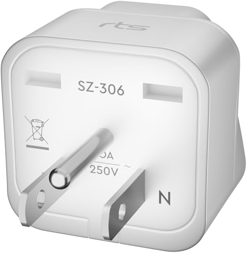 Image of rts India US Converter Plug, India to USA, Canada & More - Type B Universal Travel Adapter Plug Compatible India to USA, Canada, Mexico, Japan, Thailand, Brazil, Philippines, Cuba, Taiwan (White)