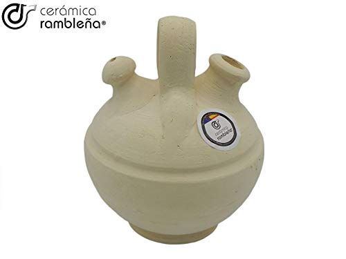 CERÁMICA RAMBLEÑA | Botijo de Barro | Botijo Infantil de La Rambla (Córdoba) | 100% Hecho a Mano | 0.5 litros | Eco
