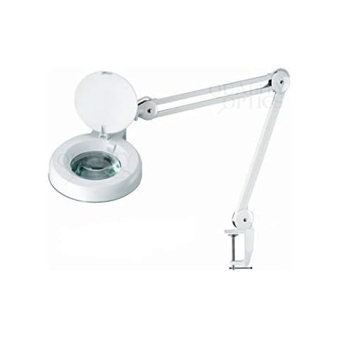 Quality Optics® Professional Series Illuminated Workstation Swing Arm Magnifier White 3LED Diopter Cover