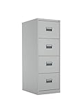 Office Hippo Heavy Duty Steel Filing Cabinet, 4 Drawer Filing Cabinet, Fully Welded Construction with 40kg Drawer Tolerance, Lockable Office Storage, 7 Year Guarantee, Grey