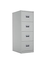 Office Hippo Heavy Duty Steel Filing Cabinet, 4 Drawer Filing Cabinet, Fully Welded Construction with 40kg Drawer Tolerance, Lockable Office Storage, 7 Year Guarantee, Grey
