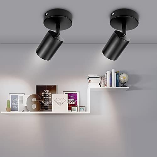 Dehobo Wall Light Spotlight Indoor in Matt Black Adjustable Spot Light with GU10 Socket LED 6W Compatible Industrial Ceiling Wall Spot Light 2 Pack for Kitchen Lounge Bedroom Dining Room