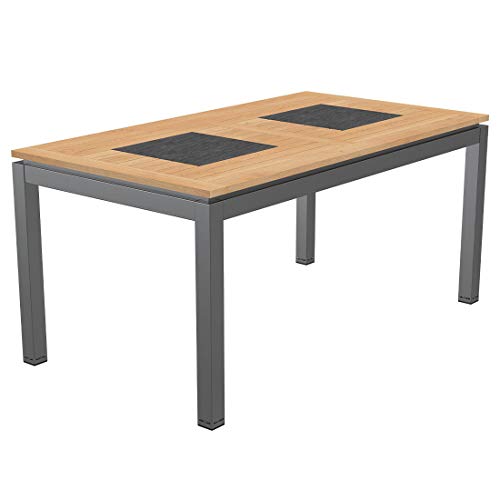 OUTLIV OUTLIV. Gartentisch Davos, Wetterfester Outdoor Esstisch aus Teakholz und Aluminium, Pflegeleicht, Rostfrei, für Garten, Terrasse & Balkon, 160x88cm