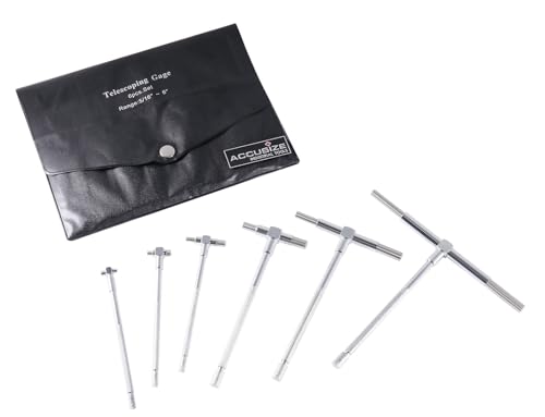 Accusize 5/16 in-6 in Telescoping Gage Set, 6 Pc | Hardened Tool Steel Contacts, Self-Centering Handle, Smooth Spring Tension, Vinyl Case, EG02-5011