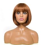 HAIR Short Straight Dark Brown Synthetic Wigs With Bangs For Women Bob Wig Heat Resistant Bobo Hairstyle Cosplay Wigs ZY-029 1 PC
