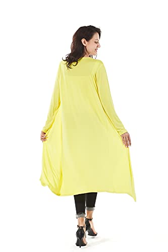 Image of Women's Solid Sweater Essential Duster Long Cascading Open Front Lightweight Blue Cardigan