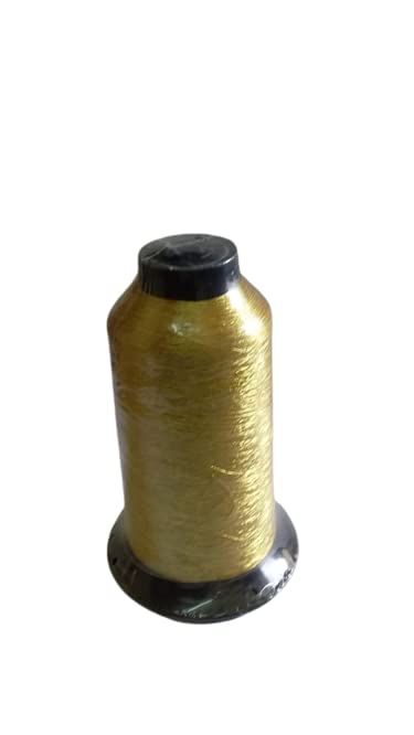 SRI YAARNS Fl 940 Nylon Base 3600 metre bi- Cone Jari Mix for Knitting Cross-Stitch Embroidery Threads (Bright Golden Color)