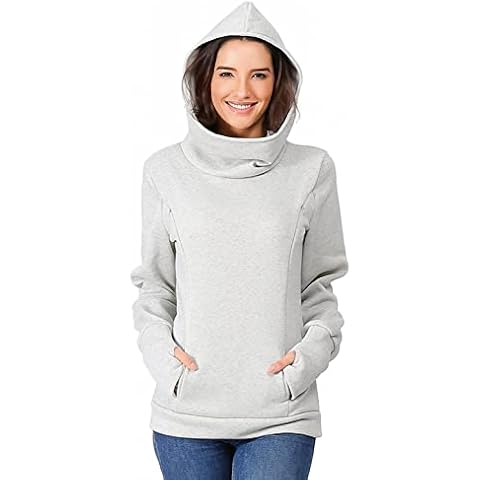 VECDY Women Maternity Hoodie Long Sleeve Carrier Baby Sweatershirt Breastfeeding Nursing Jumper Tops Gray Cover