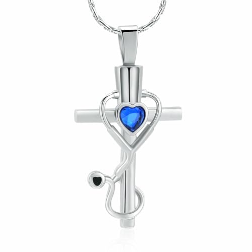 Pendentif de crémation cœur et croix en cristal, bijou commémoratif d'exception