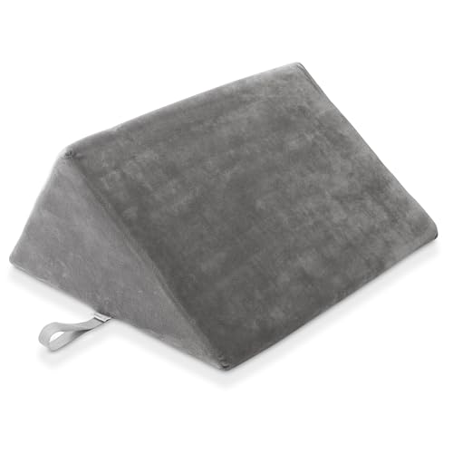 Saloniture Triangle Wedge Massage Table Bolster Under-Knee Pillow, Extra Large - 19 x 12 x 20 x 15.5 Inch - Gray Velour