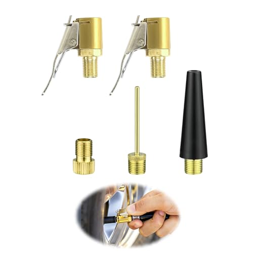 NYVOR Embout De Gonflage 5 Pièces Embout Gonfleur Pneus Voiture, Multifonction Valve Adaptateur, Clip Tête Conversion pour Valves Pneu, Embout Gonflage...