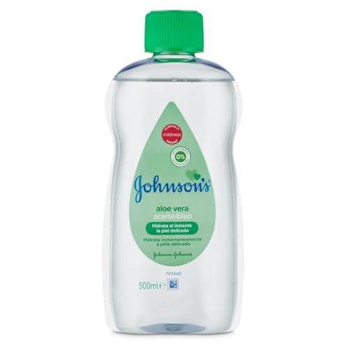 Johnson's Baby Aceite corporal hidratante para bebés con aloe vera (500 ml), aceite de bebé hipoalergénico para toda la familia, probado por pediatras, apto para masajes