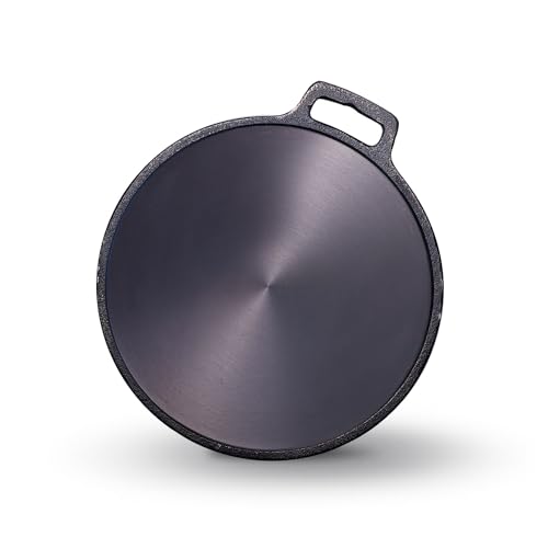 Image of Kichera Pre Seasoned Single Handle Cast Iron DosaTawa | Roti Pan 11 Inch | Non-Stick Cookware for Perfect Dosa & Roti 28cm Diameter, 2.1kg | Induction Friendly | Pure & Toxin-Free