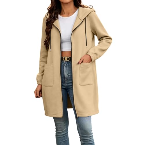 Long Sweatshirt Jacket for Women Zipper Cardigan Sweaters Fleece Jacket - image 1
