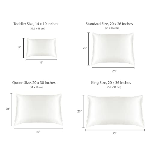 Myk Pure Natural Mulberry Silk Pillowcase, 25 Momme With Cotton Underside For Hair & Skin, Oeko-Tex, Ivory Whie, Standard Size #TOP6