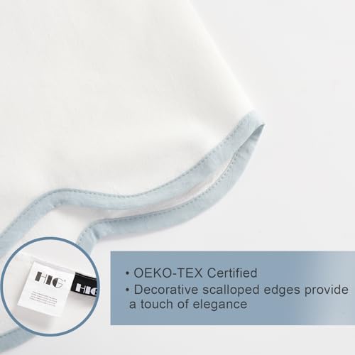 HIG Off-White Chic Full Bed Skirt - Easy Fit Scallop Edge Pleated Bedskirts, 14 Inch Drop Anti-Slip Dust Ruffle, Thick Fabric for Enhanced Privacy, Pre-Washed for Long-Lasting Use(N60022)