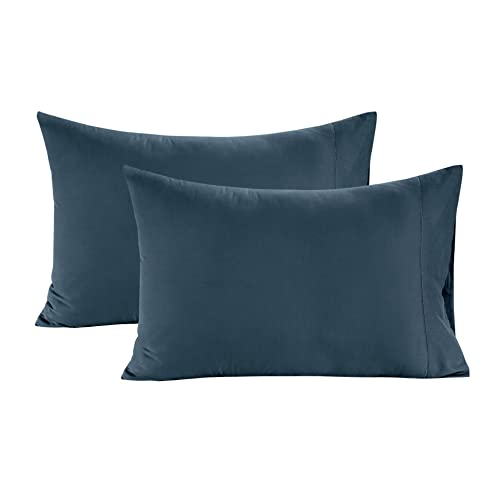 LANE LINEN Pillows Standard Size Set of 2 Soft 100% Egyptian Cotton Sateen 1000 Thread Count Cool & Smooth Pillowcases Queen - Denim
