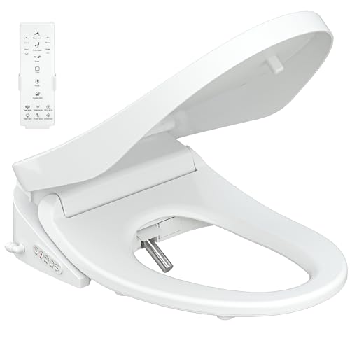 HOROW Bidet Dusch WC Aufsatz, Elektrischer Bidet Sitz mit Fernbedienung, Selbstreinigende Düse aus Volledelstahl, Nachtlicht, Desodorierung, Trockner, Durchlauferhitzer, Energiesparender B0405