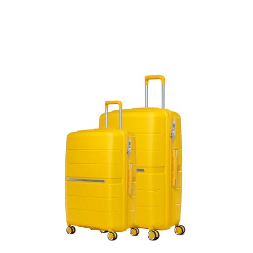 Image of Maleta Pearl Check-in Medium and Large| 100% Unbreakable Polypropylene Hardcase Luggage, TSA Lock,Anti-Theft Zipper| Trolley Bags for Travel | Suitcase (Set of 2 (Medium+Large), Yellow)
