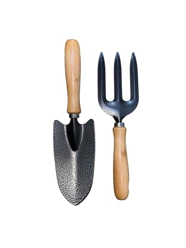 Two B Garden Hand Tool Set, Metal Trowel and Fork with Wooden Handles, 2-Piece, 27cm Fork and 30cm Trowel