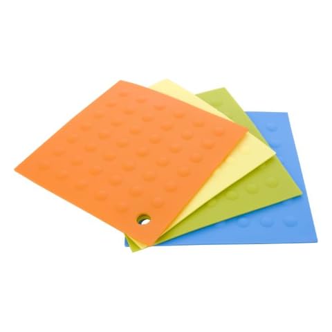 MIU FRANCE Silicone Pot Holder Set of 4, orange, yellow, green, blue Cover