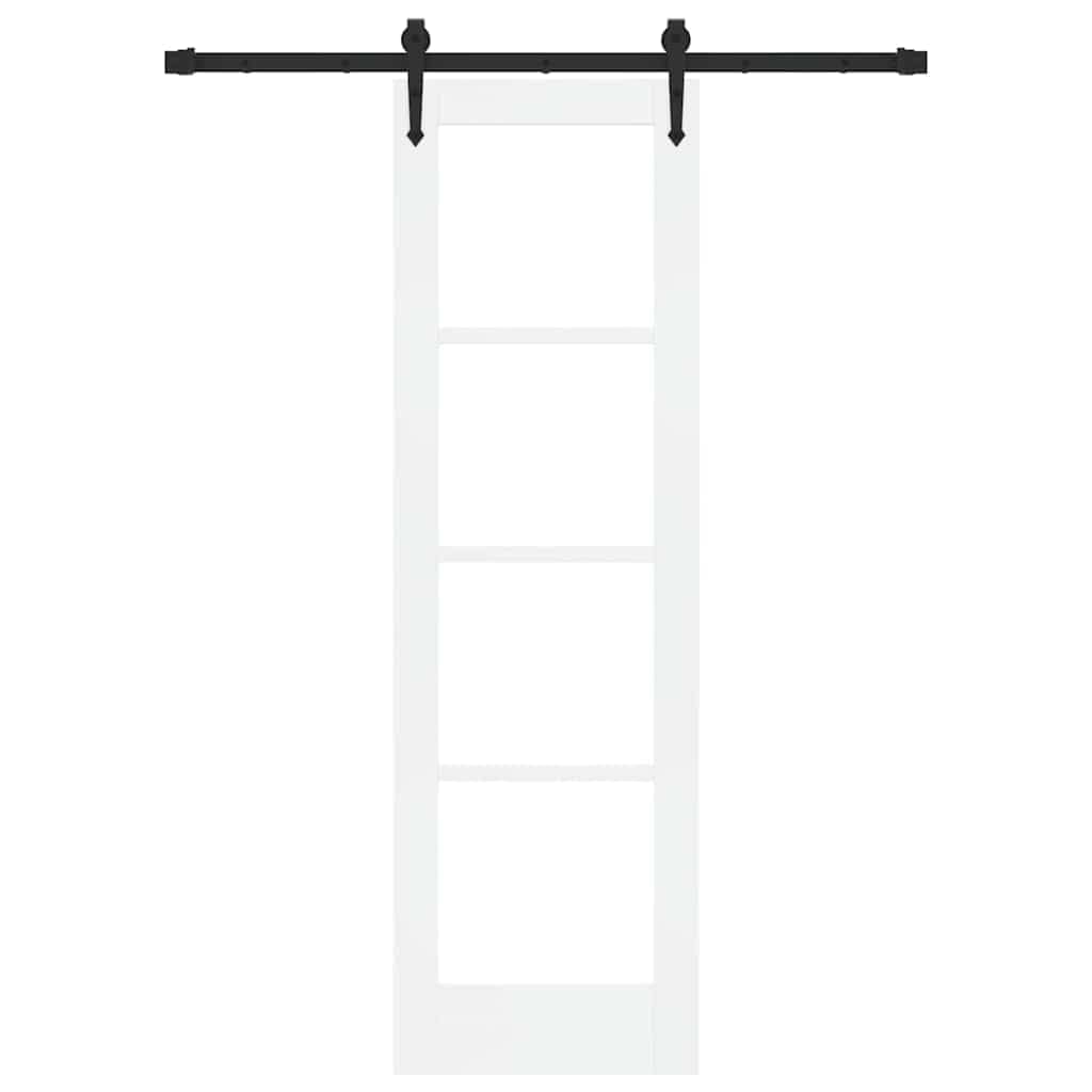 Puerta corredera ORKDAL blanca de 61 x 198,5 cm madera maciza de pino y cristal, riel de 152,5 cm, deslizamiento silencioso, para interiores, pasillos y decoración moderna