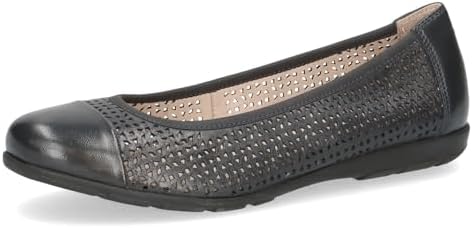 CAPRICE Comfort damesballerina's van leer, comfortabel, Black Nappa, 38 EU