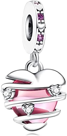 RMMY Charm Entwined Hearts Dangle 925 Sterling Silver Pendant Dangle Beads for European Bracelets and Necklaces,Chriatmas Halloween Valentine's Day Birthday Jewelry Gifts for Women & Girls