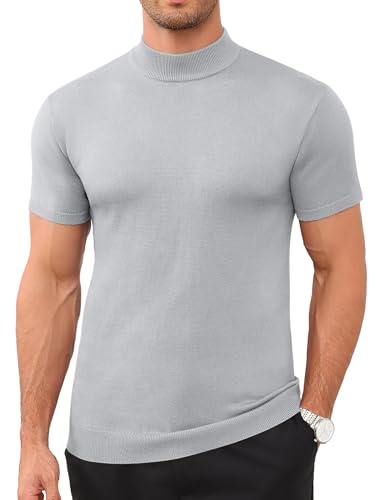 Vssjavun Mock Turtleneck for Men Short Sleeve...