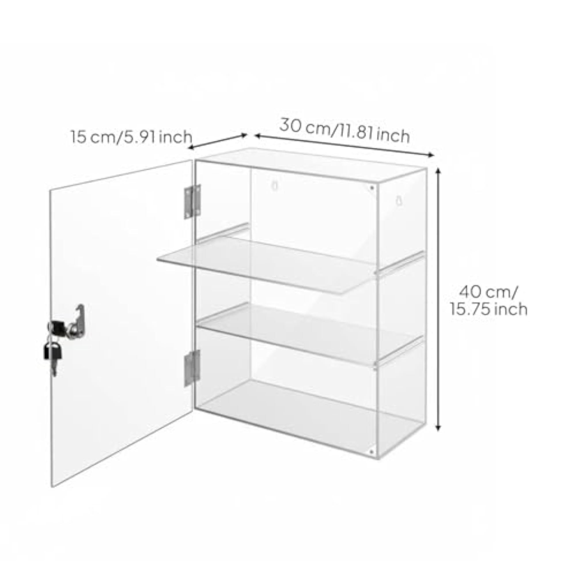 Lockable Acrylic Display Case, Wall Mountable Showcase