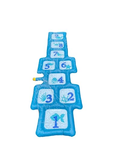 HC Garten & Freizeit Wasserspielzeug Hüpfmatte mit Zahlenfeldern blau 170x51 cm