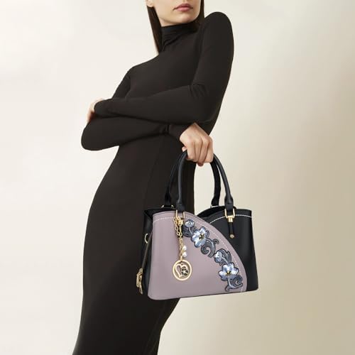 Image of KKXIU Triple Compartments Purses and Handbags for Women Fashion Ladies Satchel Shoulder Top Handle Bag