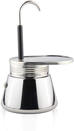 Stainless Steel Moka Pot Coffee Espresso Single Cappuccino Crystal Glass 1 cup 80ml