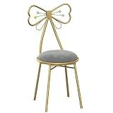 HaoJieHan Poltrona per Camera da Letto in Velluto con Gambe in Metallo, Butterfly Bow Tie Vanity Chair per Cucina da Pranzo caffè Ristorante Camera da Letto Casa G,80x34x34cm