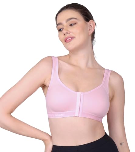 Image of BODYSIZE Front Open Sports Padded Bra for Women - Cotton| Full Coverage, Maximum Support | Non-Wired, Seamless Bra