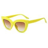 Freckles Mark Vintage Retro Cateye Sunglasses for Women Bold Colorful Cat Eye UV400 Protection (Yellow, 65)