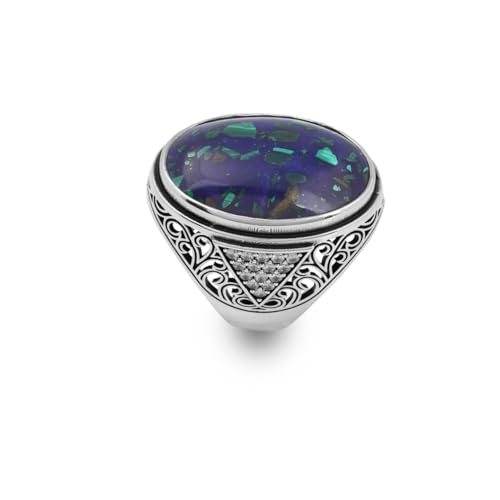 Bague Turquoise pour homme, saphir et argent sterling fait à la main