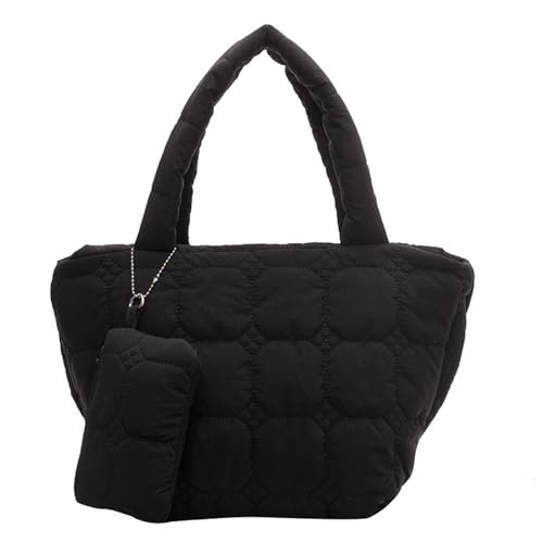 Image of Quilted Tote Bag for Women Small Puffer Purse Quilted Nylon Padding Handbag with Wallet