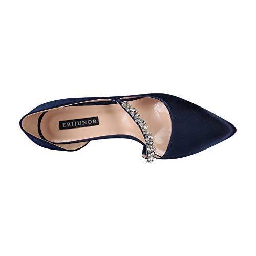ERIJUNOR Women Mid Kitten Heels Closed Pointy Toe D’Orsay Pumps Wedding Party Shoes4