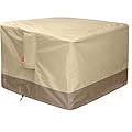Gas Fire Pit Cover Square - 600D Heavy Duty Patio Outdoor Fire Pit Table Cover with PVC Coating,100% Waterproof,Air Vents,Fits for 29/30/31/32 inch Fire Pit / Table Cover (32”L x 32”W x 24”H,Beige)