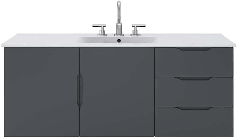 Modway Vitality 48" Single Sink Wall-Mount Bathroom Vanity in Gray White, 47.5 x 47 x 50