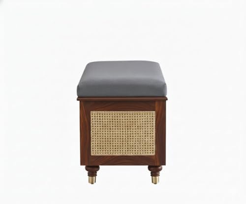 Image of MISAN Storage Boston Rattan Storage Trunk Box - Stylish & Practical Brown Wooden Chest for Home Organization | Versatile Storage Solution with Elegant Woven Design (B-Walnut)