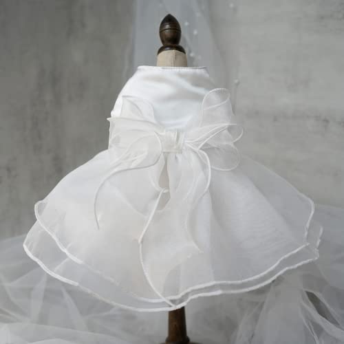 Weißes Hunde-Hochzeitskleid, Brautkleid, Hochzeitskostüm, Welpen, Prinzessinnenkleider für kleine Hunde, luxuriöse Hundekleidung, Zwergspitz, Chihuahua (weiß, XS)