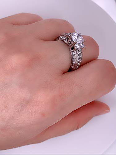 Flamereflection Stainless Steel 1.25 Carats Cubic Zirconia Three Stone Women's Engagement Ring Size 7 #TOP4