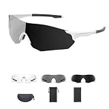 Photochrome Fahrrad-Sonnenbrille, moderne Fahrrad-Sonnenbrille mit schützender Aufbewahrungsbox, mehrere Sportarten, zum Laufen, Radfahren, Pickleball, leichte, flexible Brille