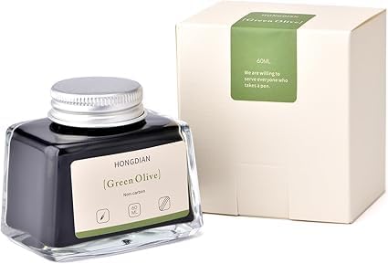 Image of HONGDIAN, Ink Bottle - Non Carbon | Green Olive | 60ml Premium Writing Ink.